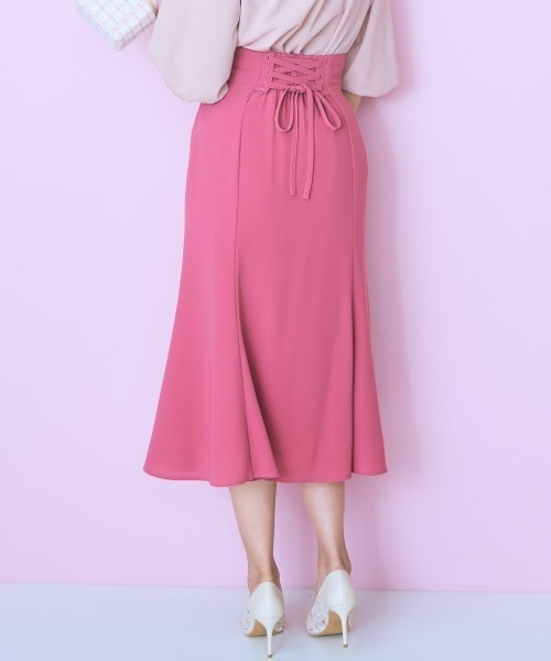 marun（マルン）の「＜大きいサイズ＞ハイウエストレースアップマーメードスカート marun（スカート・レディース・ピンク/ブラック・LL/L/5L/4L/3L）」の5枚目の写真