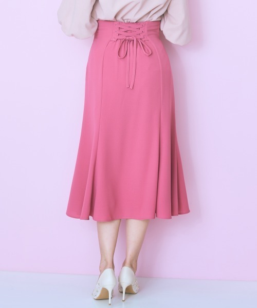 marun（マルン）の「＜大きいサイズ＞ハイウエストレースアップマーメードスカート marun（スカート・レディース・ピンク/ブラック・LL/L/5L/4L/3L）」の10枚目の写真