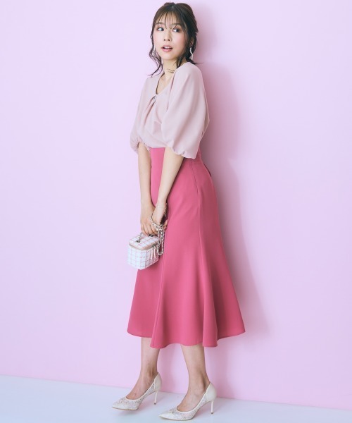 marun（マルン）の「＜大きいサイズ＞ハイウエストレースアップマーメードスカート marun（スカート・レディース・ピンク/ブラック・LL/L/5L/4L/3L）」の18枚目の写真