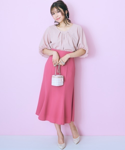 marun（マルン）の「＜大きいサイズ＞ハイウエストレースアップマーメードスカート marun（スカート・レディース・ピンク/ブラック・LL/L/5L/4L/3L）」の17枚目の写真