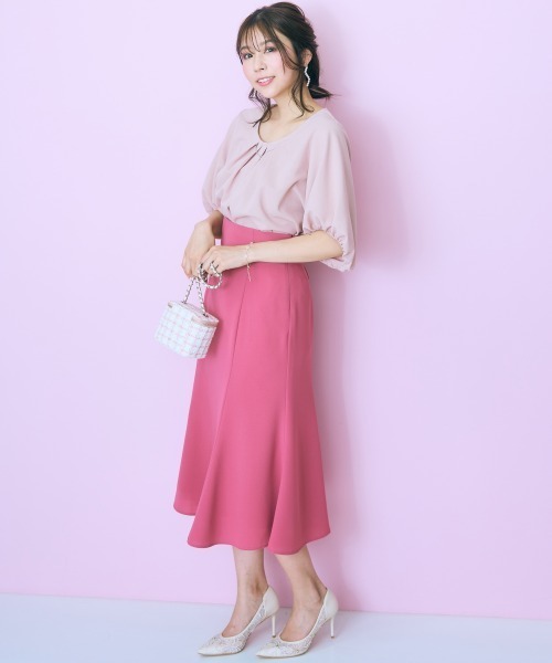 marun（マルン）の「＜大きいサイズ＞ハイウエストレースアップマーメードスカート marun（スカート・レディース・ピンク/ブラック・LL/L/5L/4L/3L）」の19枚目の写真