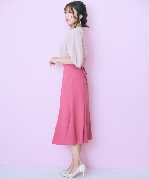 marun（マルン）の「＜大きいサイズ＞ハイウエストレースアップマーメードスカート marun（スカート・レディース・ピンク/ブラック・LL/L/5L/4L/3L）」の22枚目の写真