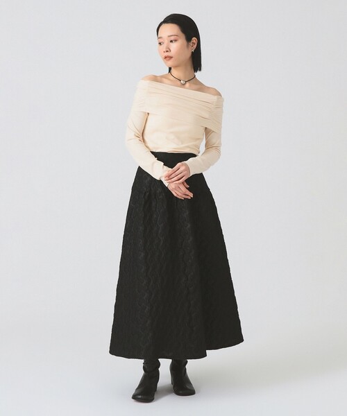 Ray BEAMS(レイビームス)の「リブ ギャザー オフショルダー Tシャツ(Tシャツ/カットソー・レディース・ブラック/レッド/ホワイト系その他6・ONE SIZE)」の5枚目の写真