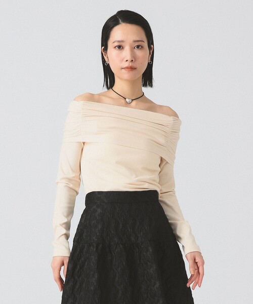Ray BEAMS(レイビームス)の「リブ ギャザー オフショルダー Tシャツ(Tシャツ/カットソー・レディース・ブラック/レッド/ホワイト系その他6・ONE SIZE)」の7枚目の写真