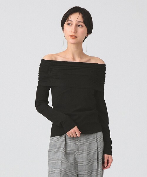 Ray BEAMS(レイビームス)の「リブ ギャザー オフショルダー Tシャツ(Tシャツ/カットソー・レディース・ブラック/レッド/ホワイト系その他6・ONE SIZE)」の13枚目の写真