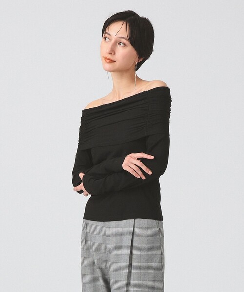 Ray BEAMS(レイビームス)の「リブ ギャザー オフショルダー Tシャツ(Tシャツ/カットソー・レディース・ブラック/レッド/ホワイト系その他6・ONE SIZE)」の14枚目の写真