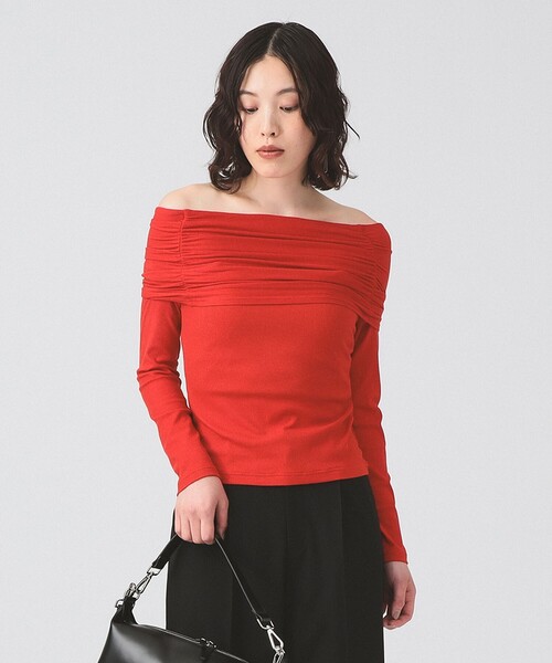 Ray BEAMS(レイビームス)の「リブ ギャザー オフショルダー Tシャツ(Tシャツ/カットソー・レディース・ブラック/レッド/ホワイト系その他6・ONE SIZE)」の17枚目の写真