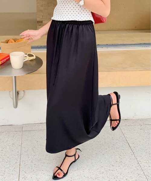 セール】マットサテンフレアロングスカート（スカート）｜everycoco