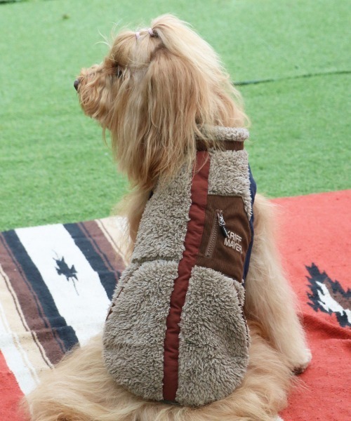 KRIFF MAYER（クリフメイヤー）の「【犬服･防寒】DOGシャギーボアベスト（ペットウェア・レディース・ネイビー/その他5/ブラウン/グリーン/カラフル/ブラック/ナチュラル/グレー・LARGE/XX-LARGE/SMALL/MEDIUM/X-LARGE）」の3枚目の写真