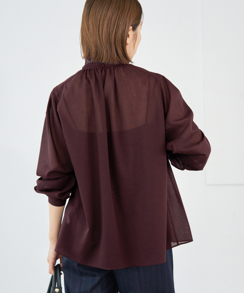 今季新品】IENA／フリルネックブラウス・レッド イエナ IENA フリル