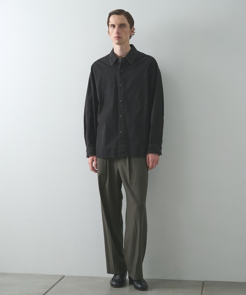 STUDIOUS（ステュディオス）の「【STUDIOUS】COOL WOOL WIDE SLACKS / 涼しいウール / 洗い可能（スラックス・メンズ・ブラック/ダークグリーン・1/2）」の21枚目の写真