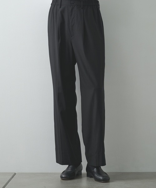 STUDIOUS（ステュディオス）の「【STUDIOUS】COOL WOOL WIDE SLACKS / 涼しいウール / 洗い可能（スラックス・メンズ・ブラック/ダークグリーン・1/2）」の18枚目の写真