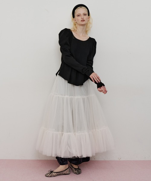 LA BELLE ETUDE(ラベルエチュード)の「ギャザーロングパフスリーブカットソー(Tシャツ/カットソー・レディース・ライトブルー/ブラック/ブラウン/ホワイト/ピンク・FREE)」の20枚目の写真