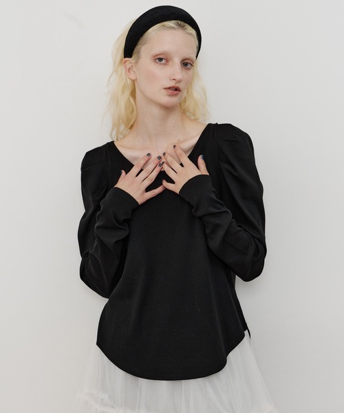 LA BELLE ETUDE(ラベルエチュード)の「ギャザーロングパフスリーブカットソー(Tシャツ/カットソー・レディース・ライトブルー/ブラック/ブラウン/ホワイト/ピンク・FREE)」の14枚目の写真