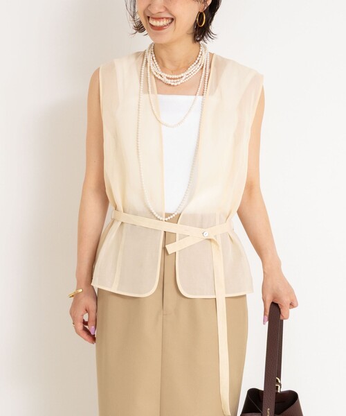 NOLLEY’S（ノーリーズ）の「オーガンジージレ（ベスト・レディース・アイボリー/ダークブラウン・FREE）」の7枚目の写真