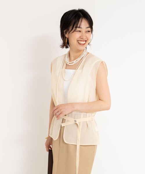 NOLLEY’S（ノーリーズ）の「オーガンジージレ（ベスト・レディース・アイボリー/ダークブラウン・FREE）」の13枚目の写真