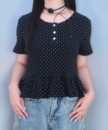 フリルヘムドットTシャツ