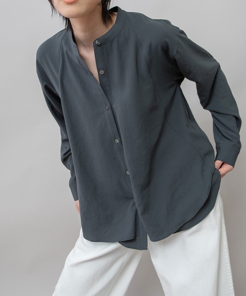 Munich(ミューニック)の「【シワ防止】ジョーゼットレイヤードフレアブラウス(シャツ/ブラウス・レディース・ダークグレー/ブラウン/オフホワイト/ブラック・FREE)」の3枚目の写真