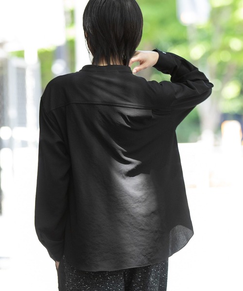 【新品未使用 スタジオピッコーネ】肉薄ジョーゼット段ボールブラウスTシャツ38号 セットアップ可】ソフトストレッチジョーゼットブラウス（シャツ