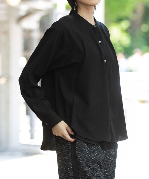 セール】【シワ防止】ジョーゼットレイヤードフレアブラウス（シャツ