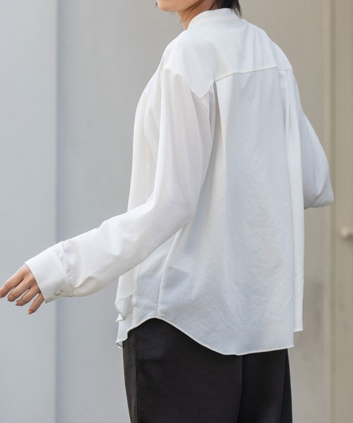 シワ防止】ジョーゼットレイヤードフレアブラウス（シャツ/ブラウス