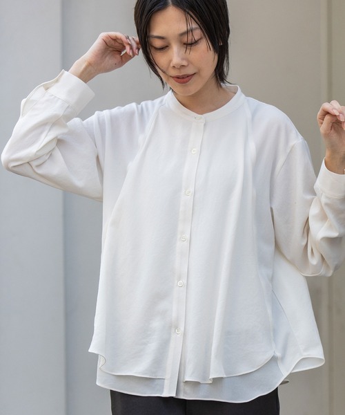 シワ防止】ジョーゼットレイヤードフレアブラウス（シャツ/ブラウス