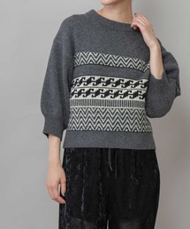 Munich | ノルディック柄ニットパフスリーブプルオーバー(ニット/セーター)