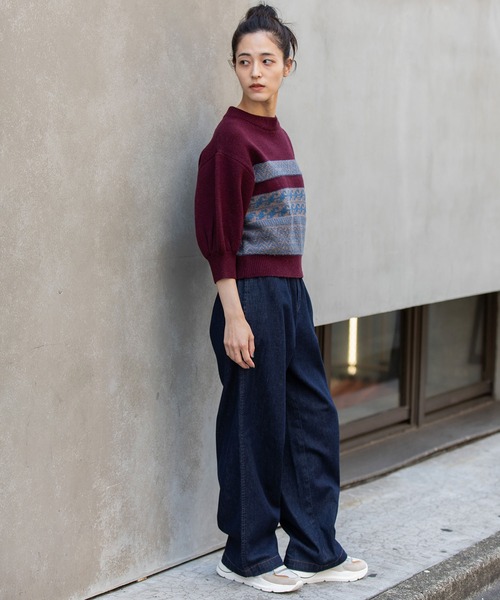 Munich（ミューニック）の「ノルディック柄ニットパフスリーブプルオーバー（ニット/セーター・レディース・チャコールグレー/アイボリー/ボルドー・FREE）」の8枚目の写真