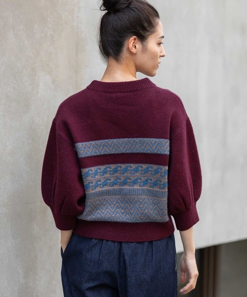 Munich（ミューニック）の「ノルディック柄ニットパフスリーブプルオーバー（ニット/セーター・レディース・チャコールグレー/アイボリー/ボルドー・FREE）」の6枚目の写真