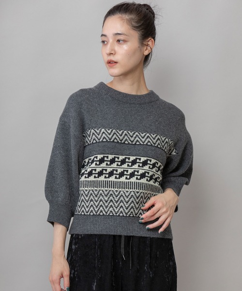 Munich（ミューニック）の「ノルディック柄ニットパフスリーブプルオーバー（ニット/セーター・レディース・チャコールグレー/アイボリー/ボルドー・FREE）」の10枚目の写真