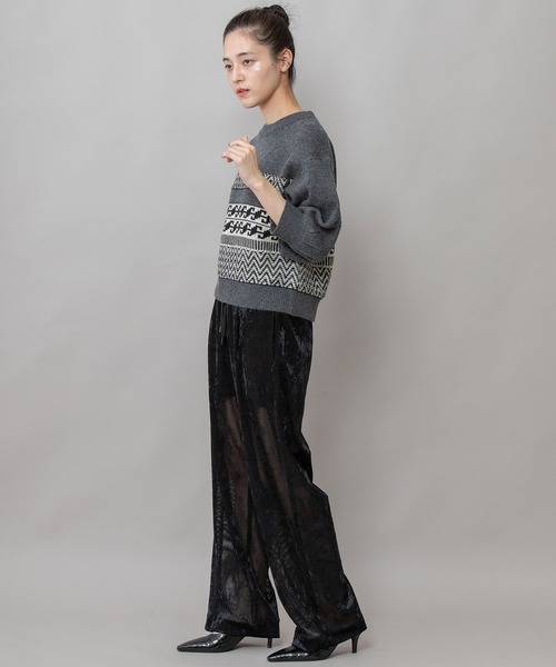 Munich（ミューニック）の「ノルディック柄ニットパフスリーブプルオーバー（ニット/セーター・レディース・チャコールグレー/アイボリー/ボルドー・FREE）」の14枚目の写真