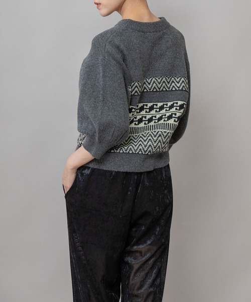 Munich（ミューニック）の「ノルディック柄ニットパフスリーブプルオーバー（ニット/セーター・レディース・チャコールグレー/アイボリー/ボルドー・FREE）」の12枚目の写真