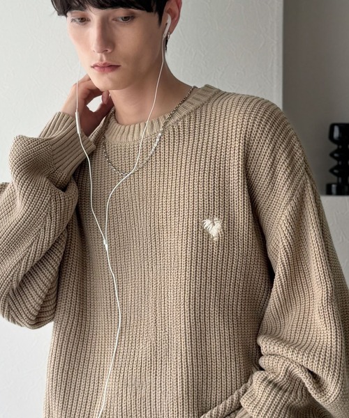 Oversized Ribbed Knit Crew Neck Sweater — оверсайз ребристый трикотажный свитер