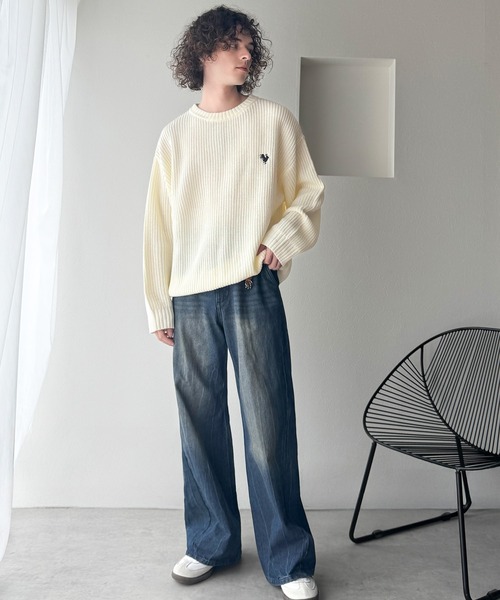 Classical Origin(クラシカルオリジン)の「「ミニマル派の1着。」畔編みオーバーサイズクルーネックセーター /Oversized Ribbed Knit Crew Neck Sweater(ニット/セーター・メンズ・アイボリー/ベージュ/ブルー/ブラック・LARGE/MEDIUM/SMALL)」の13枚目の写真