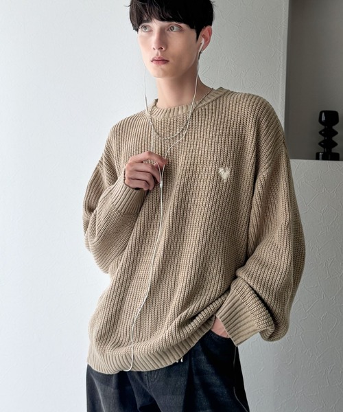 Classical Origin(クラシカルオリジン)の「「ミニマル派の1着。」畔編みオーバーサイズクルーネックセーター /Oversized Ribbed Knit Crew Neck Sweater(ニット/セーター・メンズ・アイボリー/ベージュ/ブルー/ブラック・LARGE/MEDIUM/SMALL)」の15枚目の写真