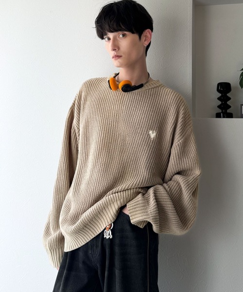 Classical Origin(クラシカルオリジン)の「「ミニマル派の1着。」畔編みオーバーサイズクルーネックセーター /Oversized Ribbed Knit Crew Neck Sweater(ニット/セーター・メンズ・アイボリー/ベージュ/ブルー/ブラック・LARGE/MEDIUM/SMALL)」の16枚目の写真