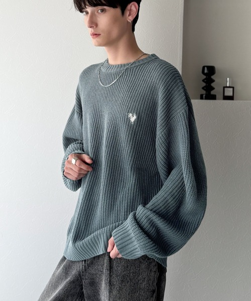 セール】「ミニマル派の1着。」畔編みオーバーサイズクルーネック