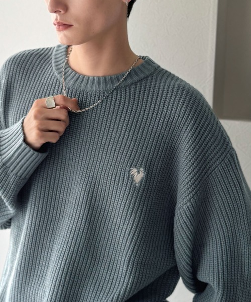 Classical Origin(クラシカルオリジン)の「「ミニマル派の1着。」畔編みオーバーサイズクルーネックセーター /Oversized Ribbed Knit Crew Neck Sweater(ニット/セーター・メンズ・アイボリー/ベージュ/ブルー/ブラック・LARGE/MEDIUM/SMALL)」の21枚目の写真