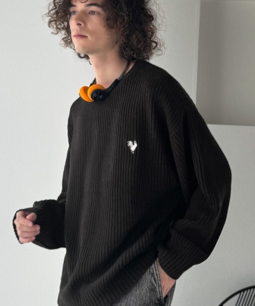 Classical Origin(クラシカルオリジン)の「「ミニマル派の1着。」畔編みオーバーサイズクルーネックセーター /Oversized Ribbed Knit Crew Neck Sweater(ニット/セーター・メンズ・アイボリー/ベージュ/ブルー/ブラック・LARGE/MEDIUM/SMALL)」の8枚目の写真