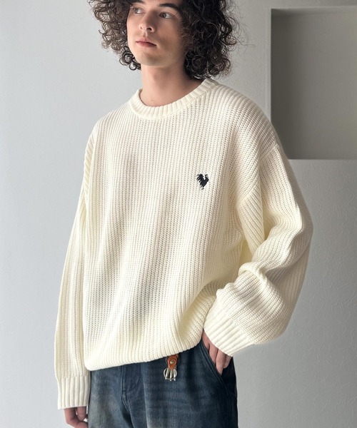 Classical Origin(クラシカルオリジン)の「「ミニマル派の1着。」畔編みオーバーサイズクルーネックセーター /Oversized Ribbed Knit Crew Neck Sweater(ニット/セーター・メンズ・アイボリー/ベージュ/ブルー/ブラック・LARGE/MEDIUM/SMALL)」の11枚目の写真
