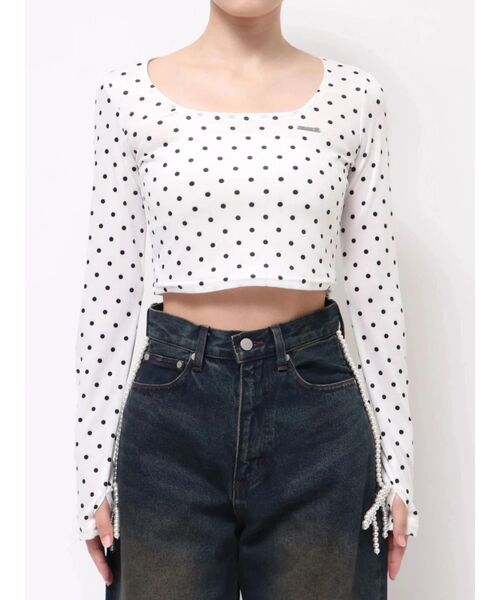 EMODA（エモダ）の「シアーベロアプレートクロップトップ（Tシャツ/カットソー・レディース・ブラック/グレー/その他/ブラウン/その他1・FREE）」の5枚目の写真