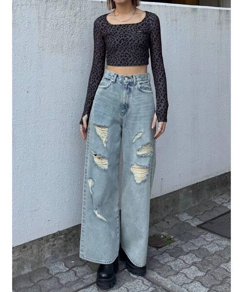 EMODA（エモダ）の「シアーベロアプレートクロップトップ（Tシャツ/カットソー・レディース・ブラック/グレー/その他/ブラウン/その他1・FREE）」の8枚目の写真