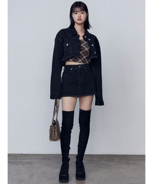 EMODA（エモダ）の「シアーベロアプレートクロップトップ（Tシャツ/カットソー・レディース・ブラック/グレー/その他/ブラウン/その他1・FREE）」の10枚目の写真