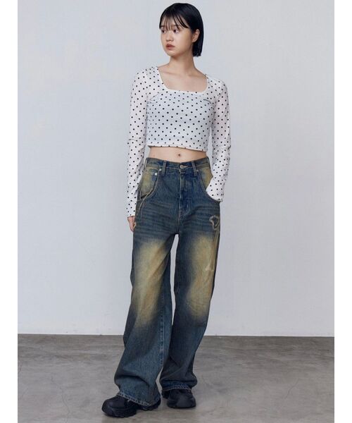 セール】シアーベロアプレートクロップトップ（Tシャツ/カットソー