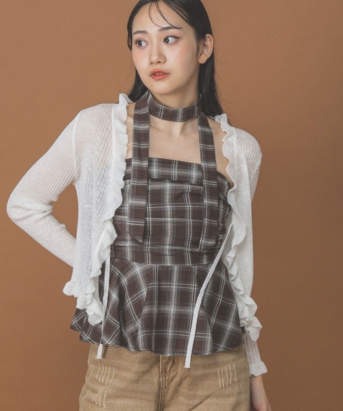 3.3 Field Trip (3.3フィールドトリップ)の「3.3 Field Trip/フリルリボンカーディガン(カーディガン/ボレロ・レディース・ホワイト/グリーン/ブラック・FREE)」の2枚目の写真