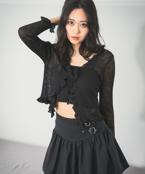 3.3 Field Trip (3.3フィールドトリップ)の「3.3 Field Trip/フリルリボンカーディガン(カーディガン/ボレロ・レディース・ホワイト/グリーン/ブラック・FREE)」の1枚目の写真