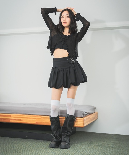 3.3 Field Trip (3.3フィールドトリップ)の「3.3 Field Trip/フリルリボンカーディガン(カーディガン/ボレロ・レディース・ホワイト/グリーン/ブラック・FREE)」の4枚目の写真