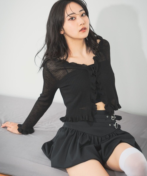 3.3 Field Trip (3.3フィールドトリップ)の「3.3 Field Trip/フリルリボンカーディガン(カーディガン/ボレロ・レディース・ホワイト/グリーン/ブラック・FREE)」の7枚目の写真