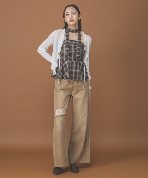 3.3 Field Trip (3.3フィールドトリップ)の「3.3 Field Trip/フリルリボンカーディガン(カーディガン/ボレロ・レディース・ホワイト/グリーン/ブラック・FREE)」の8枚目の写真