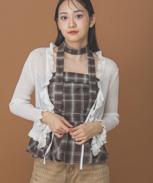 3.3 Field Trip (3.3フィールドトリップ)の「3.3 Field Trip/フリルリボンカーディガン(カーディガン/ボレロ・レディース・ホワイト/グリーン/ブラック・FREE)」の11枚目の写真